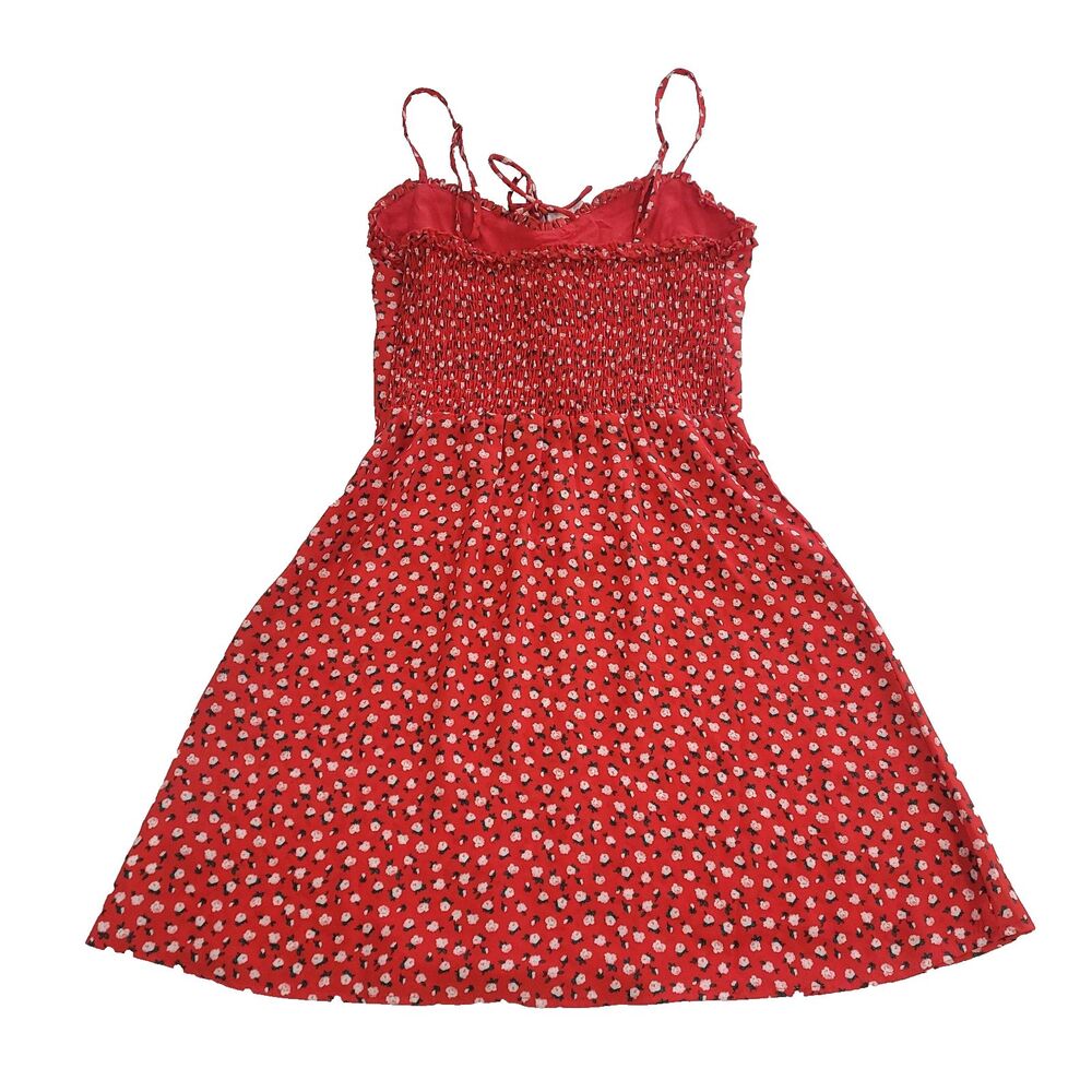Babydoll Button Sweatheart Sundress Aeropostale S Red Milkmade Ditsy Floral - Picture 10 of 14